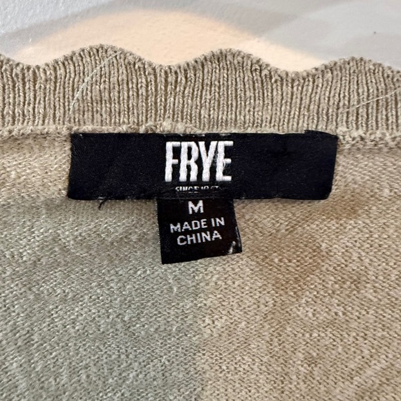 Frye Womens Pointelle Knit Scalloped Cardigan Sweater Beige Size M 100% cotton - Picture 12 of 12